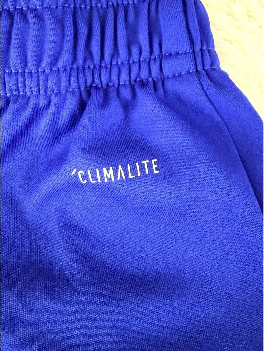 Adidas Climalite Soccer Shorts Boys Size S 140 Blue Yellow Athletic Activewear